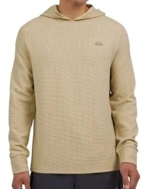 NEW Quiksilver Men's Size S Regular Fit Thermal Hoodie Tan Long Sleeve Nwt